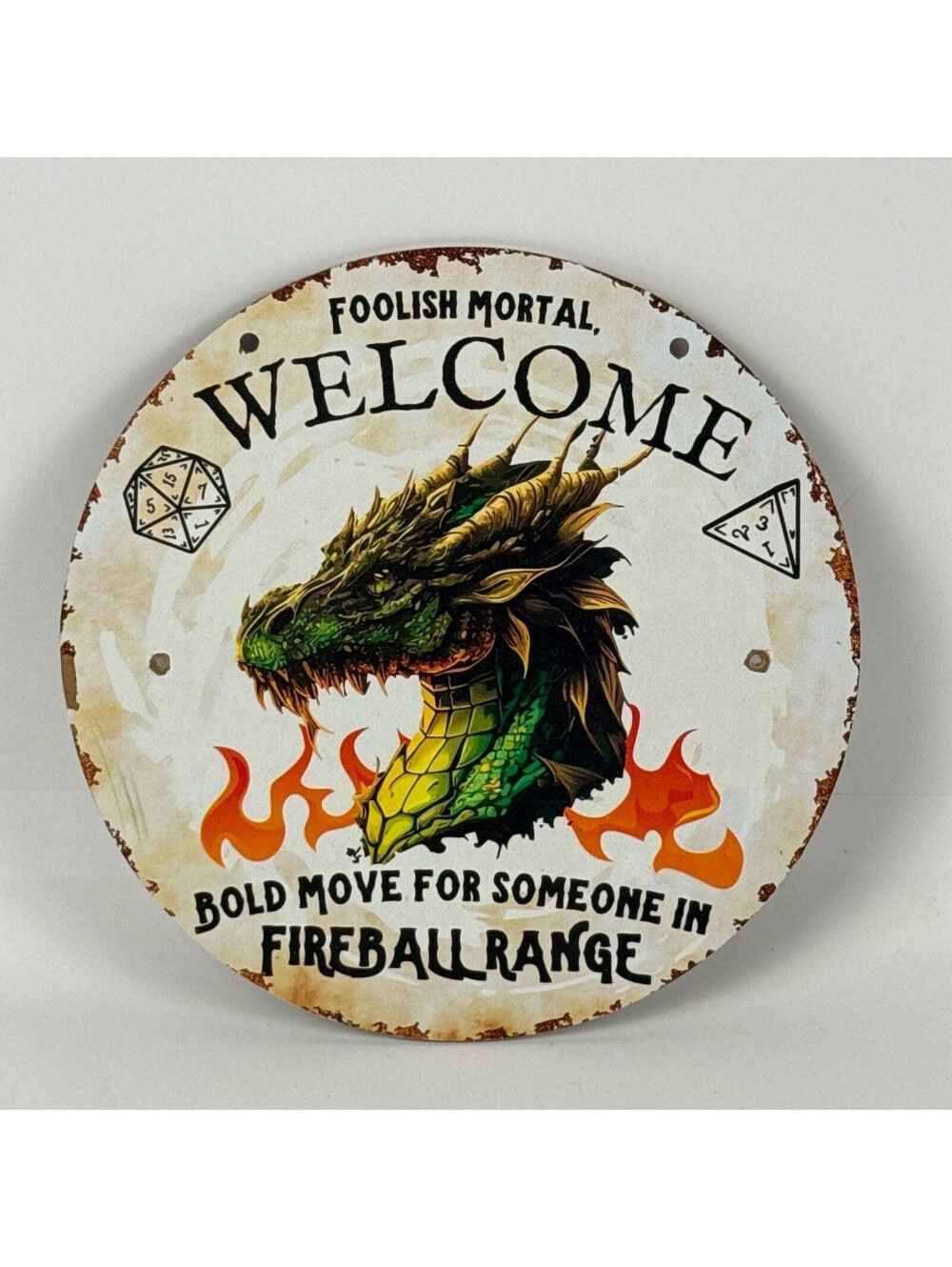 8” Round Wood Dungeons and Dragons Wall Sign
